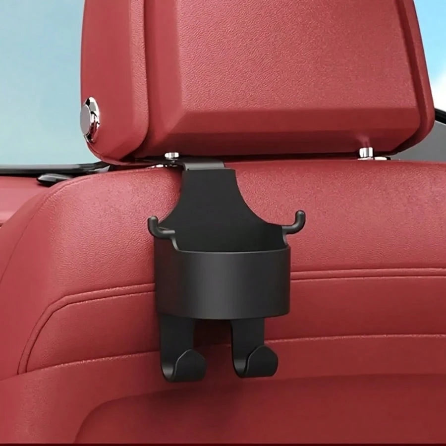 1pc Multi-Function Car Storage Bag With Hook, Cup Holder And Storage Box- Durable PP Material, Suitable For Seat Back, Can Hold Drinks And Phone. Car Hook, Hook Storage Box, Phone Holder, Universal A