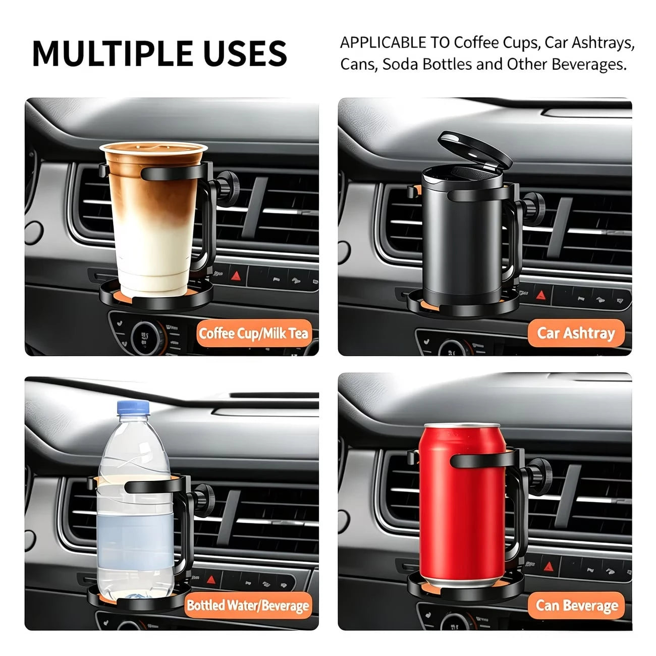 1pc Multi-Function Foldable Car Air Vent Cup Holder/Bottle Holder/Water Bottle Holder/Ashtray Holder/Multi-Function Car Coffee Cup Holder
