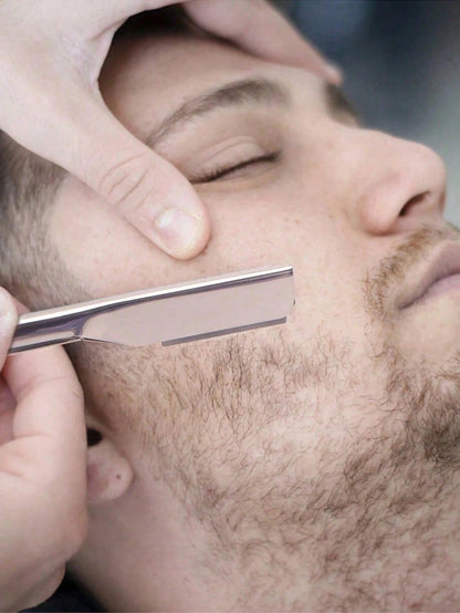 1pc Multi-Function Folding Straight Razor With 10 Ultra-Thin Stainless Steel Double-Edge Blades, Professional Barber Shop Quality For Home And Salon Use