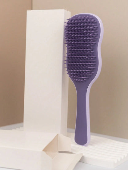 1pc Natural Smooth Hair Brush, Scalp Care Massage Brush With Anti-Slip Handle, Suitable For Curly, Straight, Dry Or Wet Hair