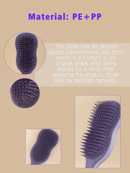 1pc Natural Smooth Hair Brush, Scalp Care Massage Brush With Anti-Slip Handle, Suitable For Curly, Straight, Dry Or Wet Hair