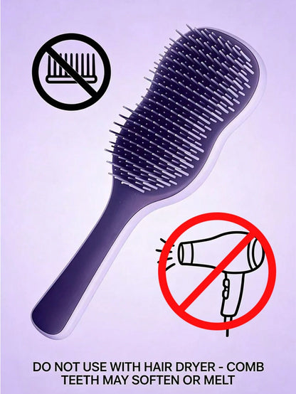1pc Natural Smooth Hair Brush, Scalp Care Massage Brush With Anti-Slip Handle, Suitable For Curly, Straight, Dry Or Wet Hair