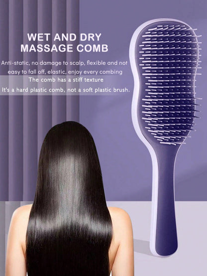 1pc Natural Smooth Hair Brush, Scalp Care Massage Brush With Anti-Slip Handle, Suitable For Curly, Straight, Dry Or Wet Hair
