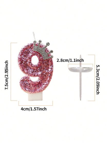 1pc New Alloy Crown Decor 0-9 Digit Candles, Birthday Cake Decoration, Party Candles, Atmosphere Party Supplies, Party Supplies
