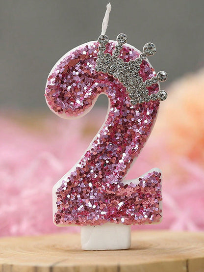 1pc New Alloy Crown Decor 0-9 Digit Candles, Birthday Cake Decoration, Party Candles, Atmosphere Party Supplies, Party Supplies