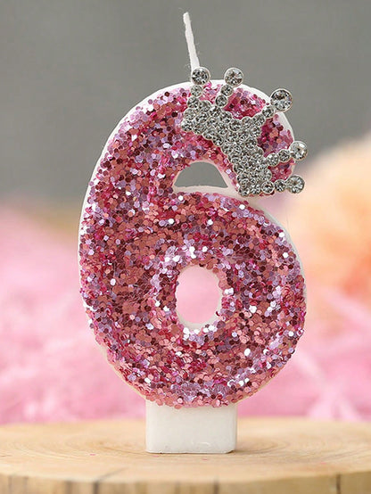 1pc New Alloy Crown Decor 0-9 Digit Candles, Birthday Cake Decoration, Party Candles, Atmosphere Party Supplies, Party Supplies