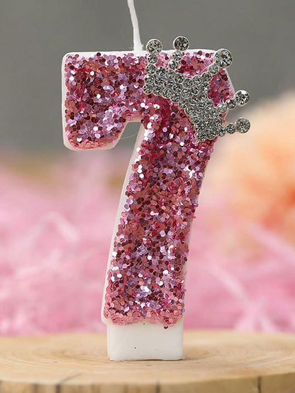 1pc New Alloy Crown Decor 0-9 Digit Candles, Birthday Cake Decoration, Party Candles, Atmosphere Party Supplies, Party Supplies