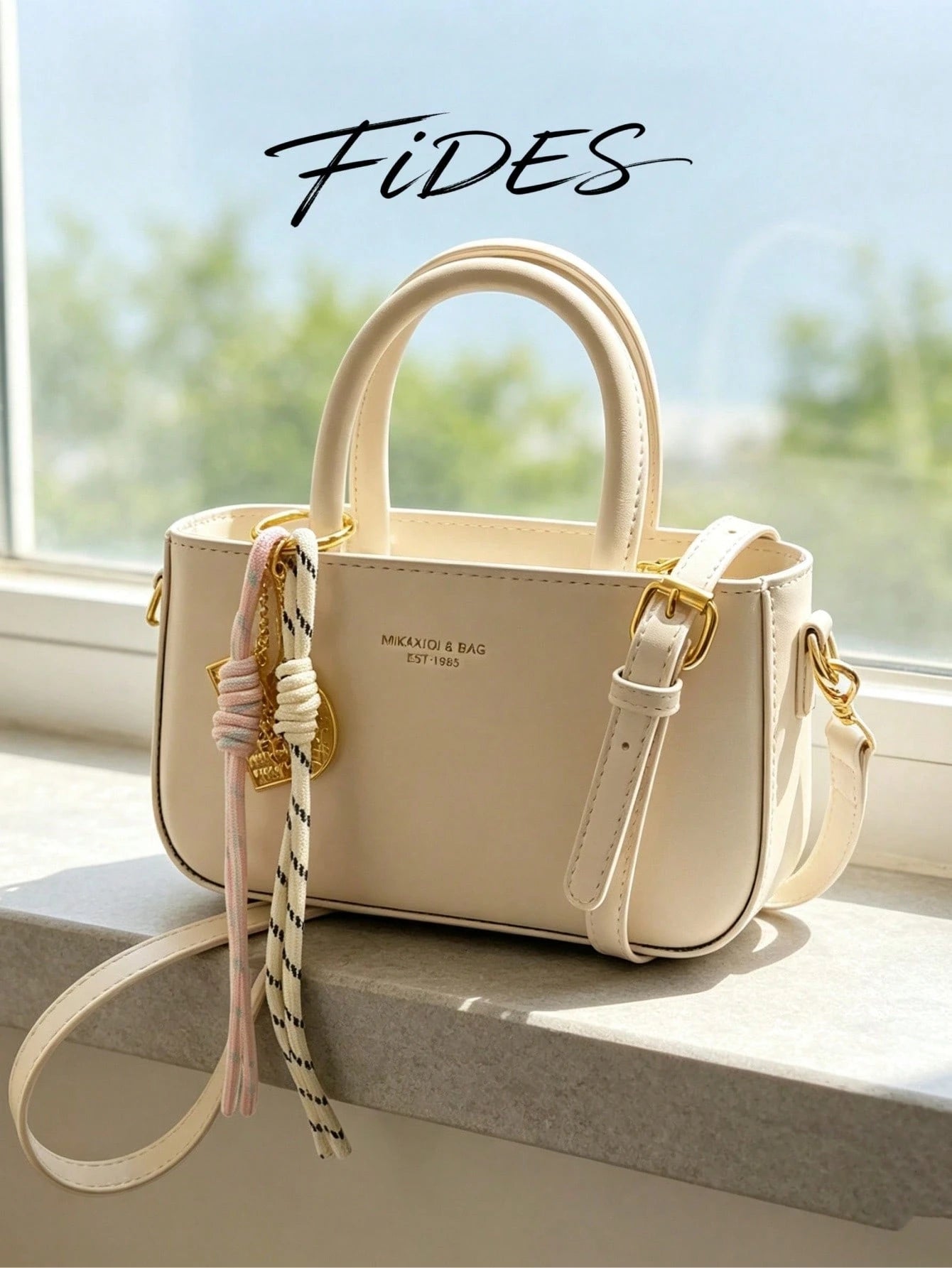 1PC New Oil Wax PU Women's Handbag With Exquisite Metal Letter Plaque, Comes With Woven Rope Gold Doll Charm, Adjustable Detachable Crossbody Strap, Compact Square Shape, Versatile Shoulder Crossbody