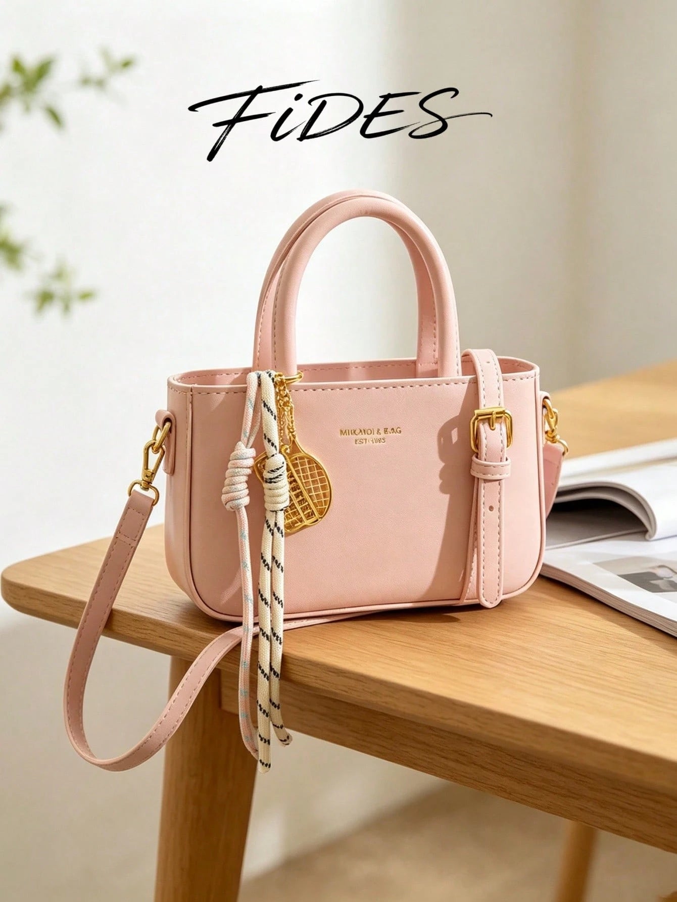 1PC New Oil Wax PU Women's Handbag With Exquisite Metal Letter Plaque, Comes With Woven Rope Gold Doll Charm, Adjustable Detachable Crossbody Strap, Compact Square Shape, Versatile Shoulder Crossbody