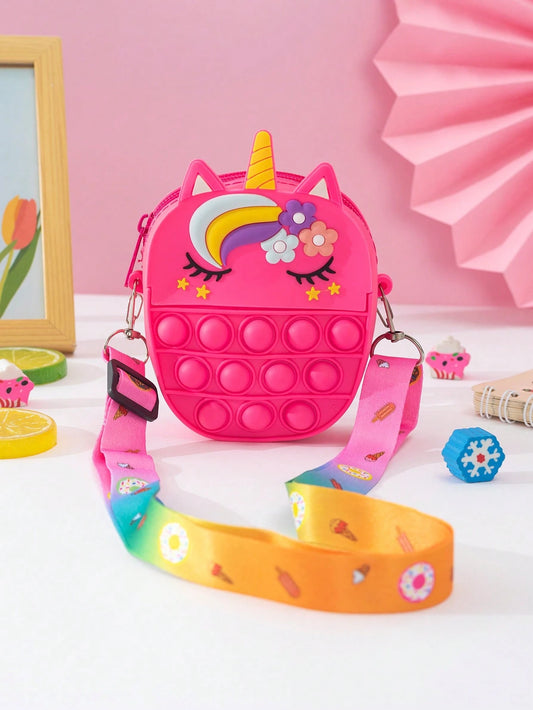 1pc New Princess Coin Purse, Silicone Material With Zipper Closure, Crossbody Style For Adults & Kids, Unicorn Shape, Suitable For Outings, Back To School Gift, Holiday Gift
