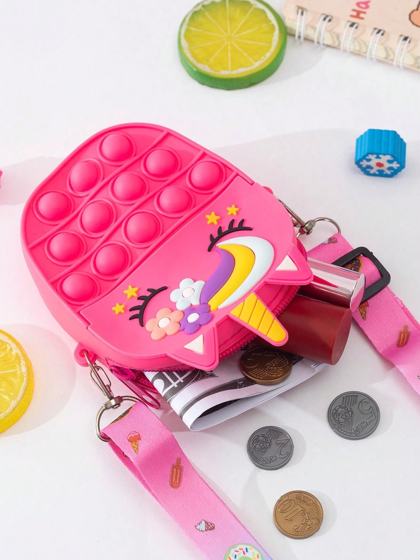 1pc New Princess Coin Purse, Silicone Material With Zipper Closure, Crossbody Style For Adults & Kids, Unicorn Shape, Suitable For Outings, Back To School Gift, Holiday Gift
