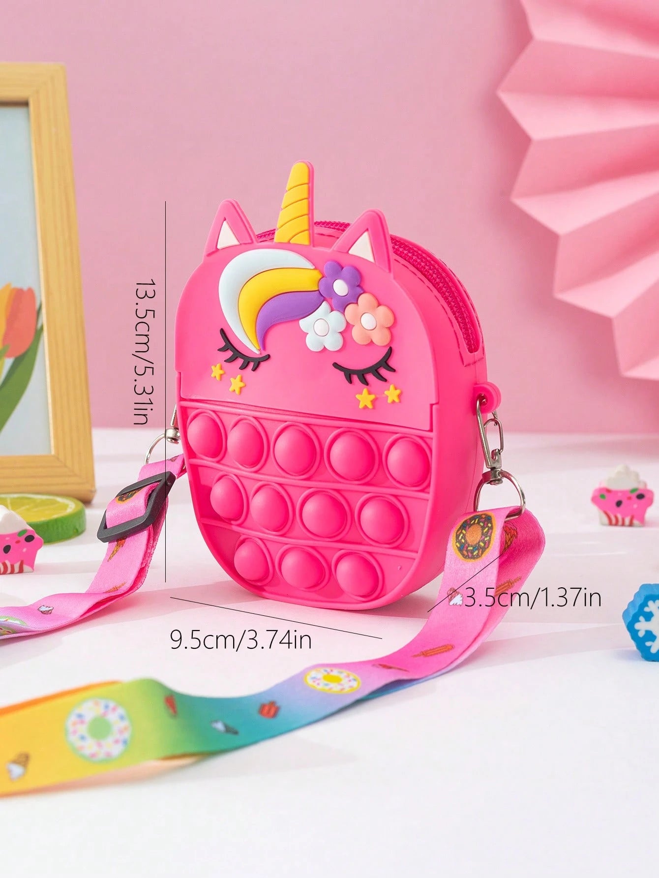 1pc New Princess Coin Purse, Silicone Material With Zipper Closure, Crossbody Style For Adults & Kids, Unicorn Shape, Suitable For Outings, Back To School Gift, Holiday Gift