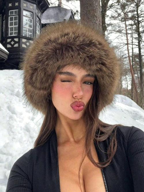 1pc New Women's Winter Wool Hat, European And Korean Style Warm Hat, Suitable For Autumn And Winter, Fashion Solid Color, Fits Face Shape, Compact And Versatile Mongolian Hat, Thickened Design, Winter