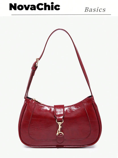1pc Novachic Vintage Minimalist Crescent Shaped Adjustable Strap Handbag, Suitable For Dates, Outings, Parties