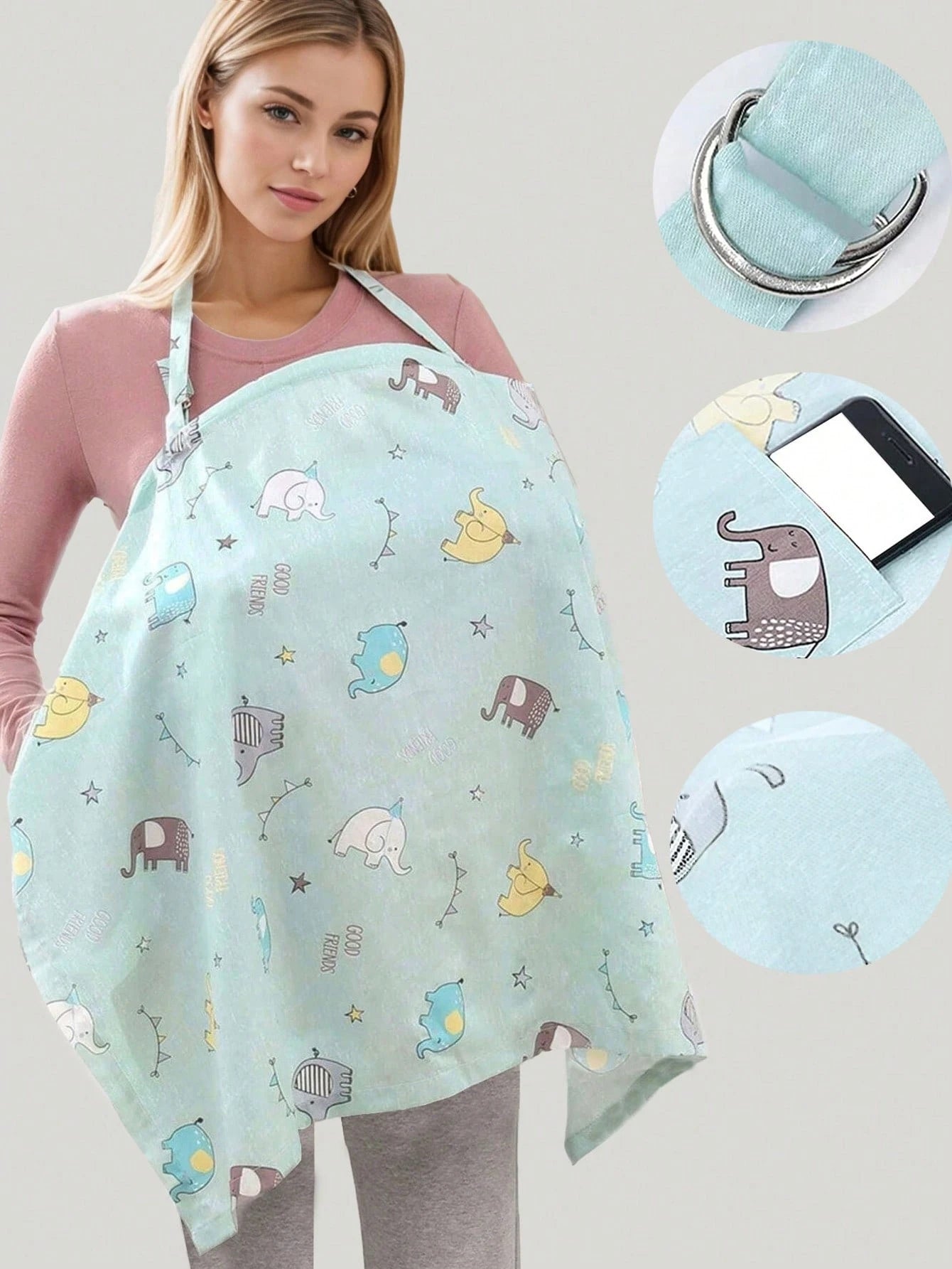 1pc Nursing Cover, Anti-Glare, Outdoor Nursing Poncho, 360° All-Round Coverage, With Mesh Layer, Breathable & Private, Arched Neckline Design, Multi-Functional Nursing Apron, Suitable For Newborn Brea