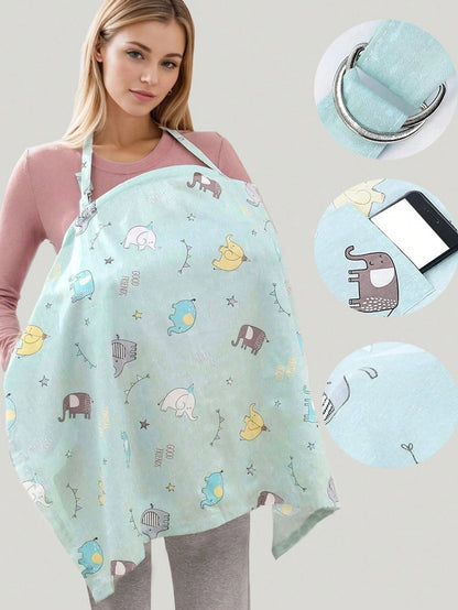 1pc Nursing Cover, Anti-Glare, Outdoor Nursing Poncho, 360° All-Round Coverage, With Mesh Layer, Breathable & Private, Arched Neckline Design, Multi-Functional Nursing Apron, Suitable For Newborn Brea
