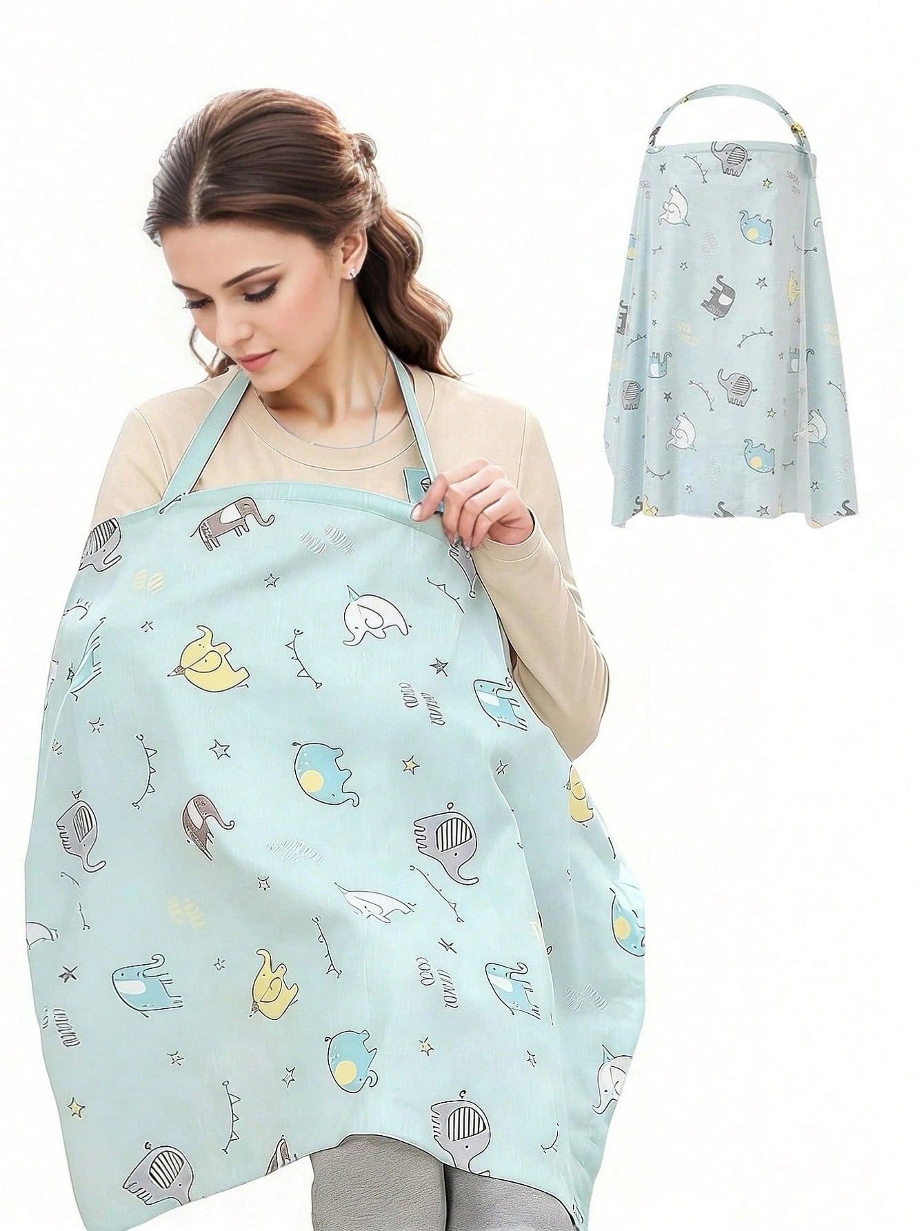 1pc Nursing Cover, Anti-Glare, Outdoor Nursing Poncho, 360° All-Round Coverage, With Mesh Layer, Breathable & Private, Arched Neckline Design, Multi-Functional Nursing Apron, Suitable For Newborn Brea