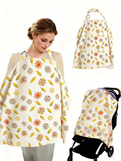 1pc Nursing Cover, Anti-Glare, Outdoor Nursing Poncho, 360° All-Round Coverage, With Mesh Layer, Breathable & Private, Arched Neckline Design, Multi-Functional Nursing Apron, Suitable For Newborn Brea