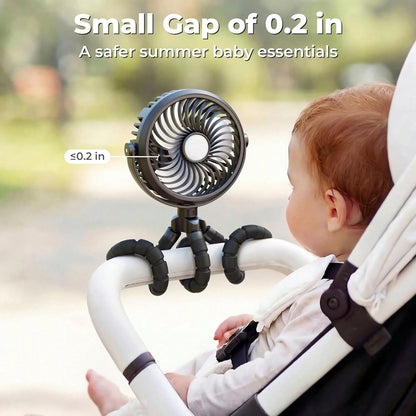 1pc Octopus Shaped Baby Stroller Fan, USB Rechargeable Portable Quiet Fan, 3 Speed Adjustable, Multifunctional Desk Fan