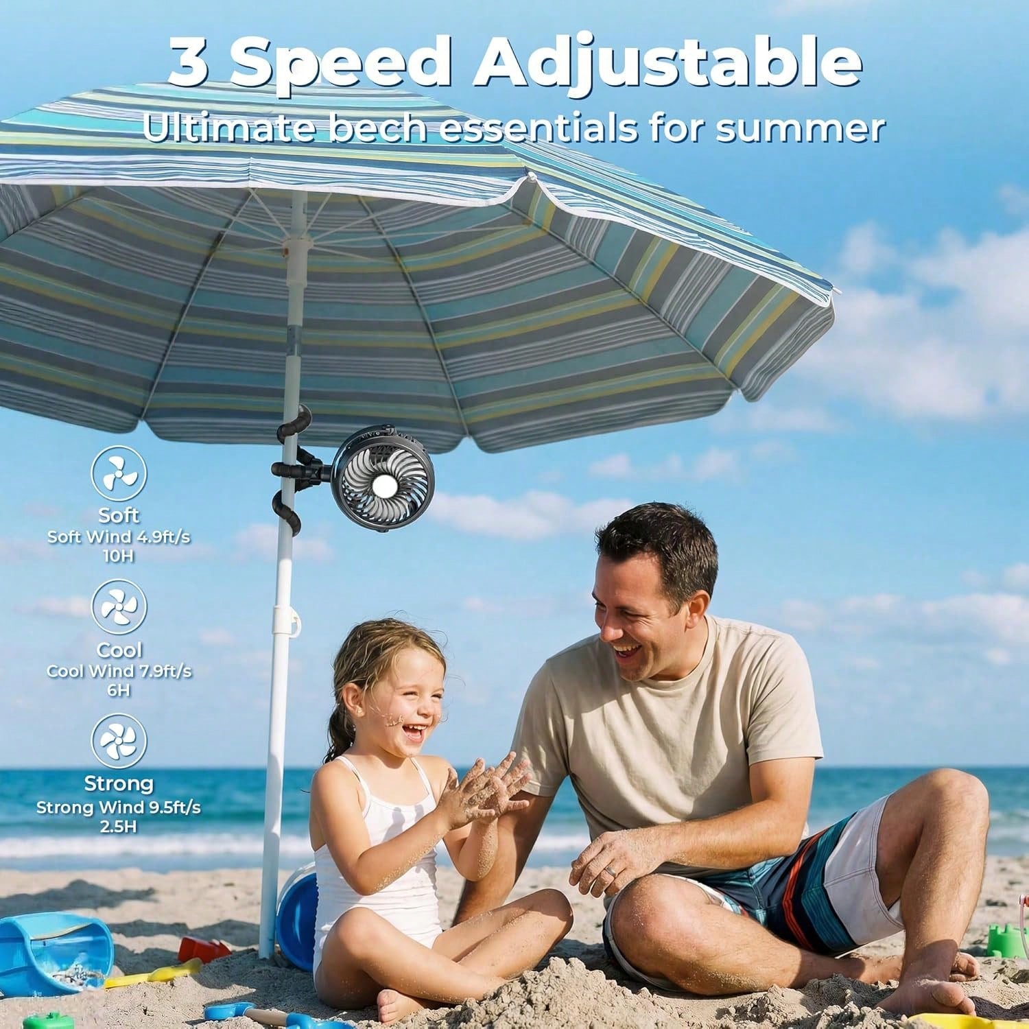1pc Octopus Shaped Baby Stroller Fan, USB Rechargeable Portable Quiet Fan, 3 Speed Adjustable, Multifunctional Desk Fan