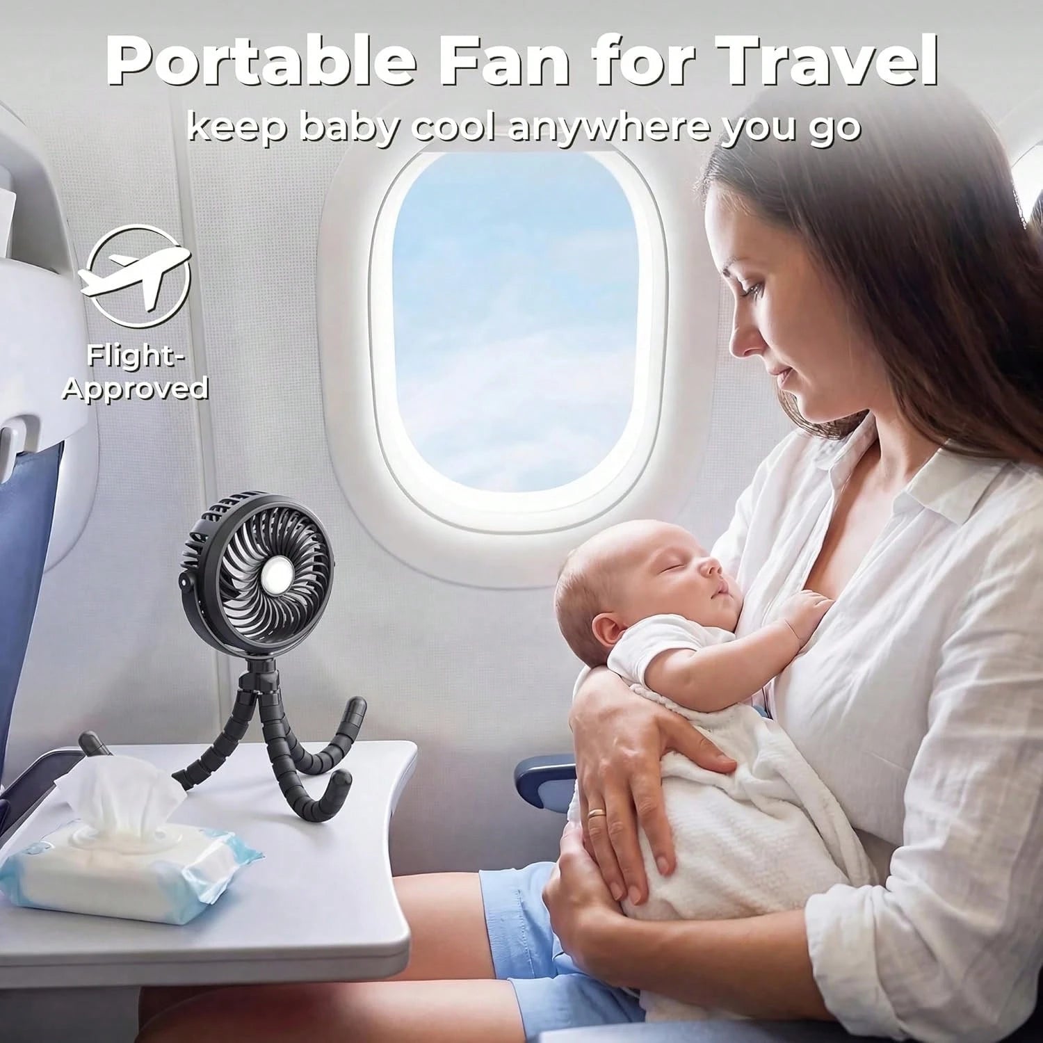 1pc Octopus Shaped Baby Stroller Fan, USB Rechargeable Portable Quiet Fan, 3 Speed Adjustable, Multifunctional Desk Fan