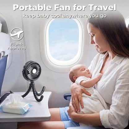 1pc Octopus Shaped Baby Stroller Fan, USB Rechargeable Portable Quiet Fan, 3 Speed Adjustable, Multifunctional Desk Fan