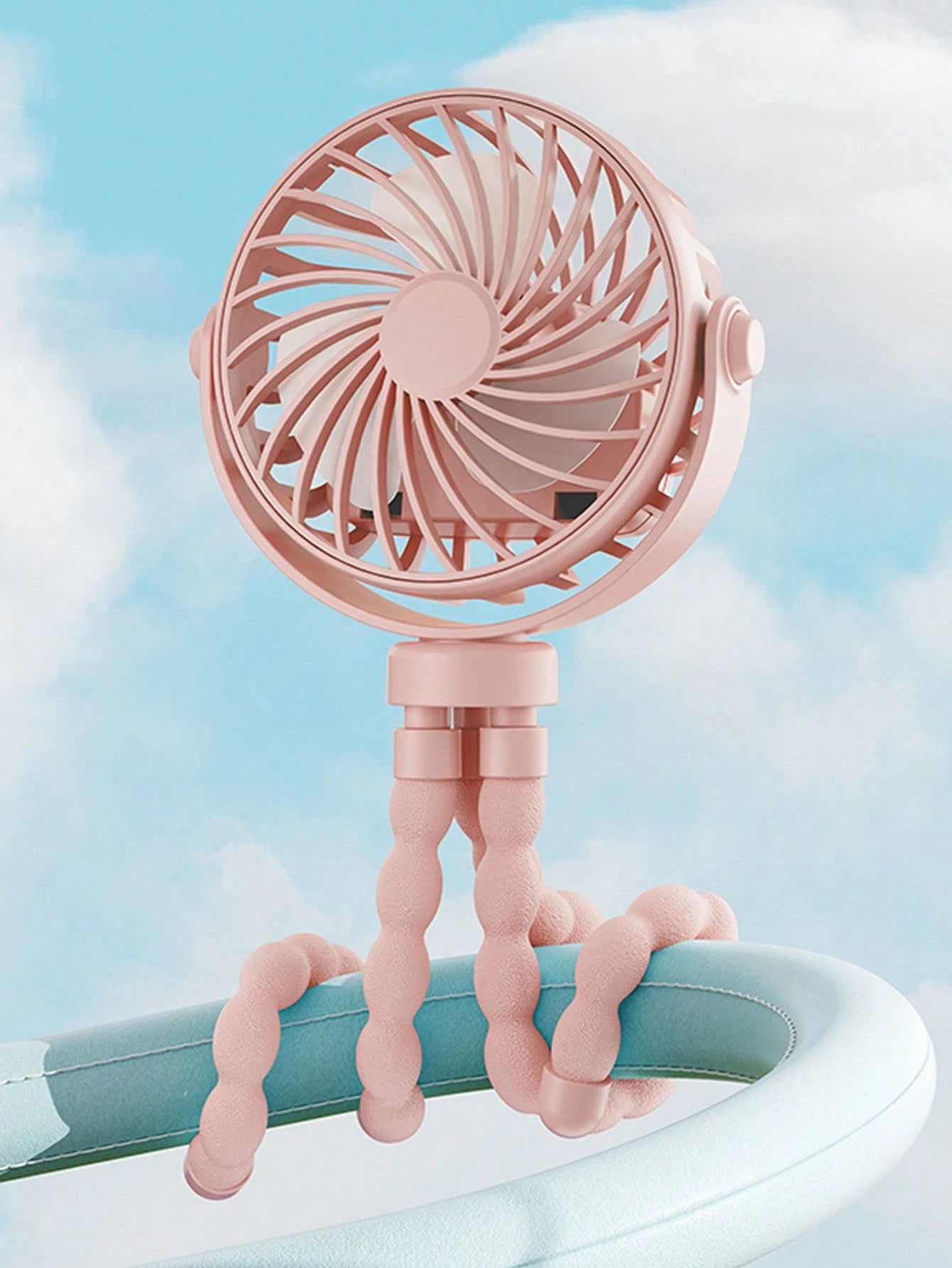 1pc Octopus Stroller Fan, USB Rechargeable Portable Quiet Fan, Mini Handheld Foldable Travel Fan With LED Night Light, 3 Speed Adjustable, Suitable For Indoor/Outdoor, Multifunctional Desk Fan, Adjust