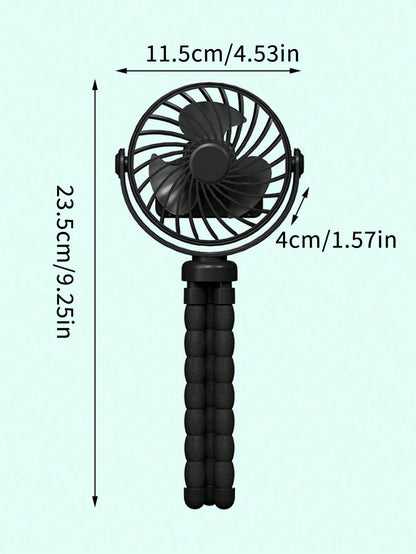 1pc Octopus Stroller Fan, USB Rechargeable Portable Quiet Fan, Mini Handheld Foldable Travel Fan With LED Night Light, 3 Speed Adjustable, Suitable For Indoor/Outdoor, Multifunctional Desk Fan, Adjust