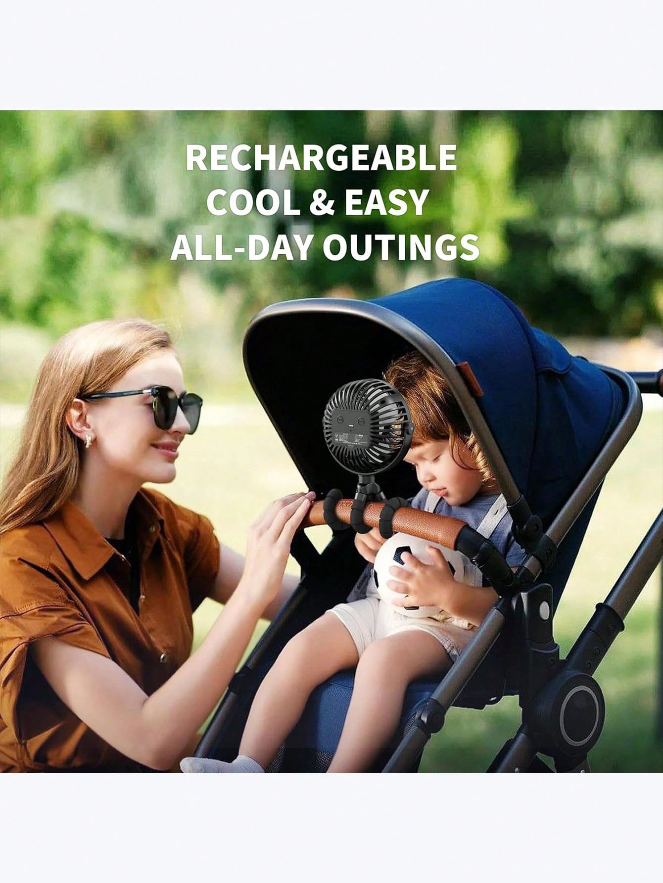1pc Octopus Stroller Fan, USB Rechargeable Portable Quiet Fan, Mini Handheld Foldable Travel Fan With LED Night Light, 3 Speed Adjustable, Suitable For Indoor/Outdoor, Multifunctional Desk Fan, Adjust