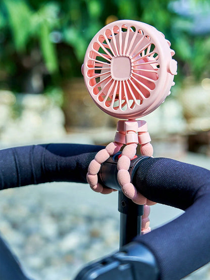 1pc Octopus Stroller Fan, USB Rechargeable Portable Quiet Fan, Mini Handheld Foldable Travel Fan With LED Night Light, Multifunctional Desk Fan, Adjustable Angle, Flexible Bendable, 3 Wind Speeds, Sui