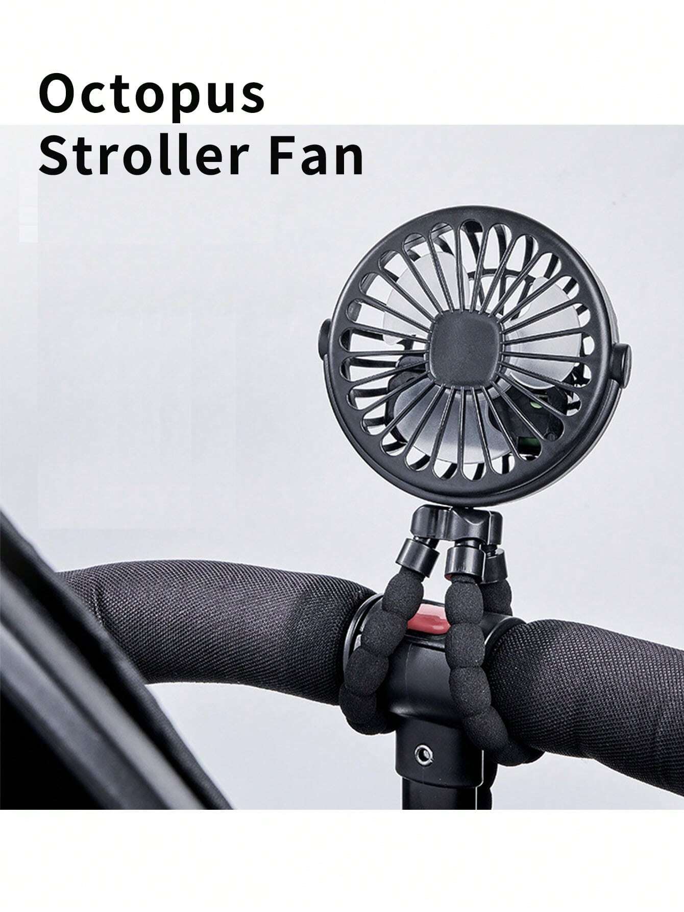 1pc Octopus Stroller Fan, USB Rechargeable Portable Quiet Fan, Mini Handheld Foldable Travel Fan With LED Night Light, Multifunctional Desk Fan, Adjustable Angle, Flexible Bendable, 3 Wind Speeds, Sui