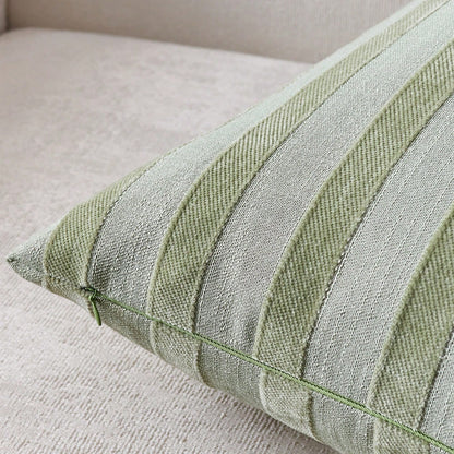 1pc Olive Green 3D Striped Decorative Pillow Cover (Pillow Insert Not Included), Fashionable Modern Soft Chenille Accent Vintage Textured Cushion Cover, Suitable For Home Sofa, Bedroom, Decor, All Sea