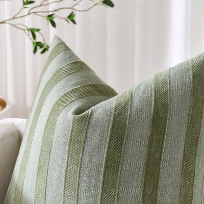 1pc Olive Green 3D Striped Decorative Pillow Cover (Pillow Insert Not Included), Fashionable Modern Soft Chenille Accent Vintage Textured Cushion Cover, Suitable For Home Sofa, Bedroom, Decor, All Sea