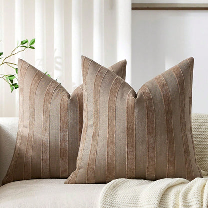 1pc Olive Green 3D Striped Decorative Pillow Cover (Pillow Insert Not Included), Fashionable Modern Soft Chenille Accent Vintage Textured Cushion Cover, Suitable For Home Sofa, Bedroom, Decor, All Sea