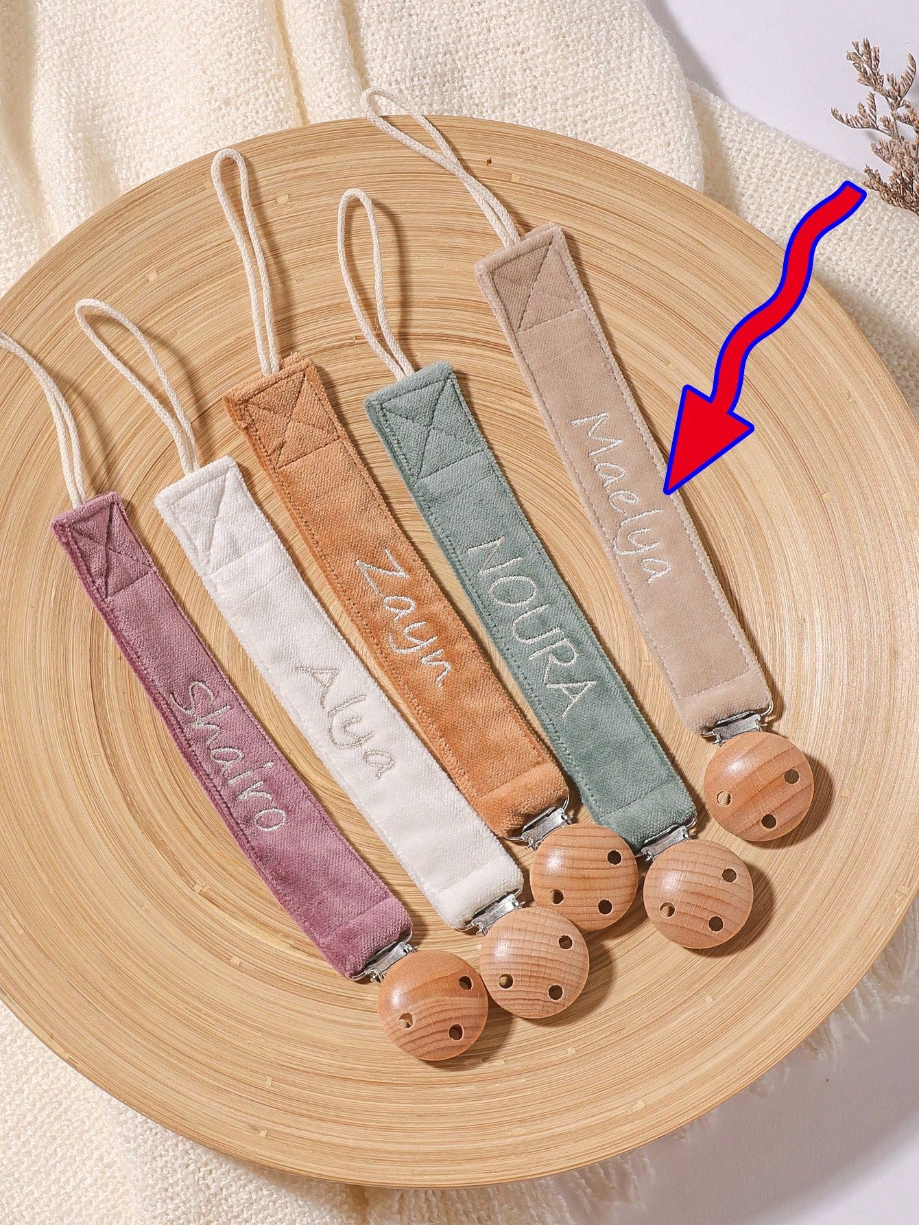 1pc Personalized Baby Pacifier Clip Cute Polka Dot Print Customized Patterns For Boys And Girls, Custom Baby Pacifier Clip Universal Soothing Clip