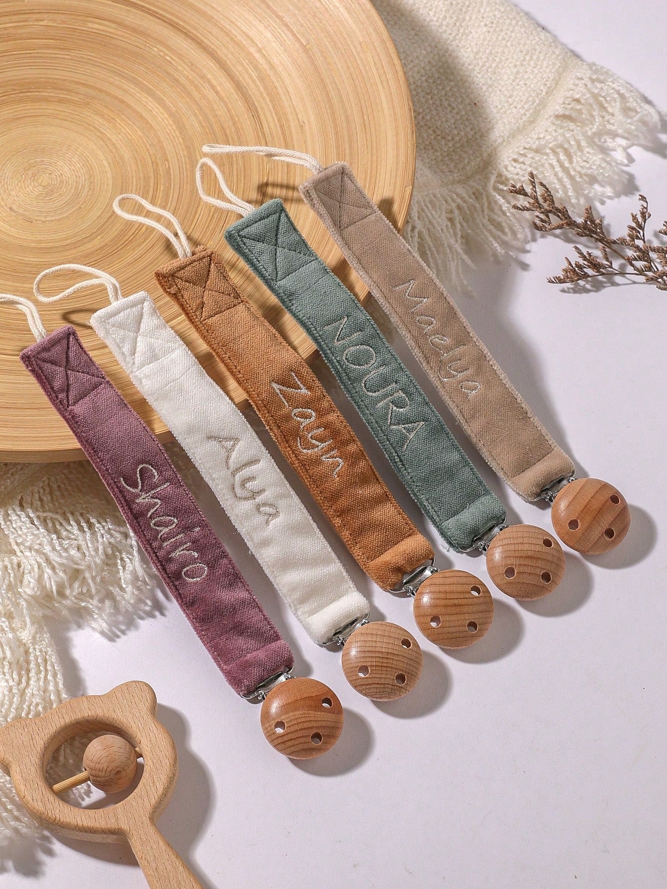 1pc Personalized Baby Pacifier Clip Cute Polka Dot Print Customized Patterns For Boys And Girls, Custom Baby Pacifier Clip Universal Soothing Clip