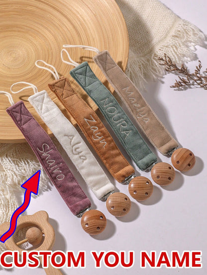 1pc Personalized Baby Pacifier Clip Cute Polka Dot Print Customized Patterns For Boys And Girls, Custom Baby Pacifier Clip Universal Soothing Clip