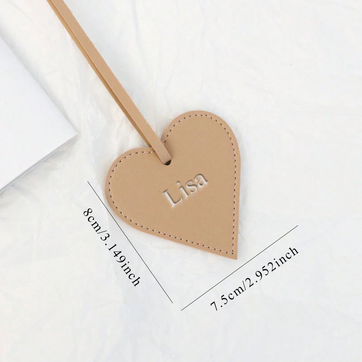 1pc Personalized Custom Gold-Embossed Letter Upper And Lower Case Name Design Multi-Color Pu Leather Women's Handbag Backpack Pendant Creative Heart-Shaped Texture High-End Gift