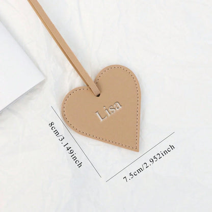 1pc Personalized Custom Gold-Embossed Letter Upper And Lower Case Name Design Multi-Color Pu Leather Women's Handbag Backpack Pendant Creative Heart-Shaped Texture High-End Gift