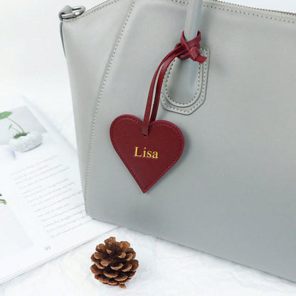1pc Personalized Custom Gold-Embossed Letter Upper And Lower Case Name Design Multi-Color Pu Leather Women's Handbag Backpack Pendant Creative Heart-Shaped Texture High-End Gift