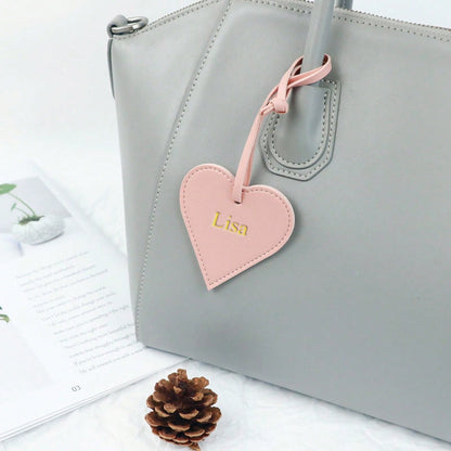 1pc Personalized Custom Gold-Embossed Letter Upper And Lower Case Name Design Multi-Color Pu Leather Women's Handbag Backpack Pendant Creative Heart-Shaped Texture High-End Gift