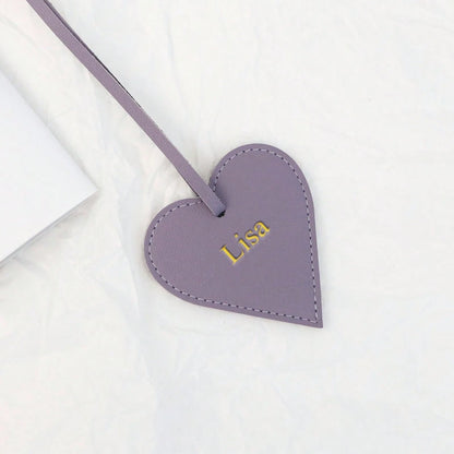 1pc Personalized Custom Gold-Embossed Letter Upper And Lower Case Name Design Multi-Color Pu Leather Women's Handbag Backpack Pendant Creative Heart-Shaped Texture High-End Gift