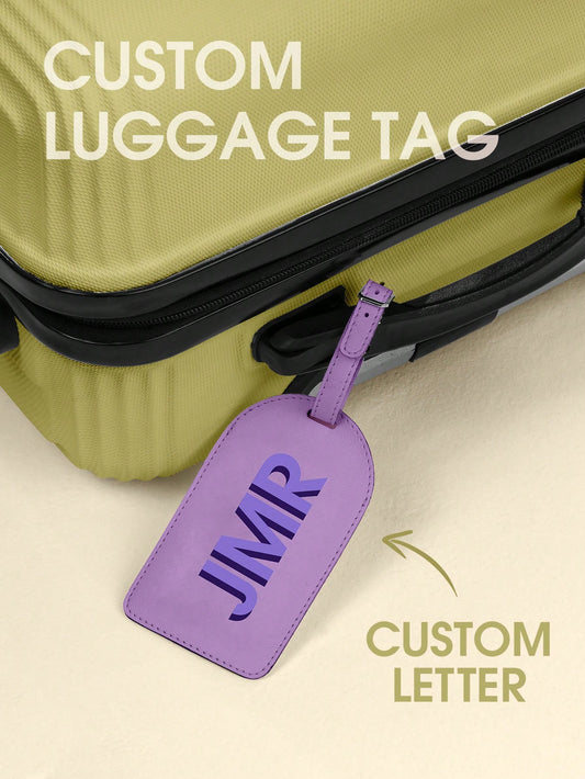 1pc Personalized Engraved Luggage Tag, Customized Name Address Tag For Suitcase Backpack, Vegan Leather Travel Bag Charm Keychain