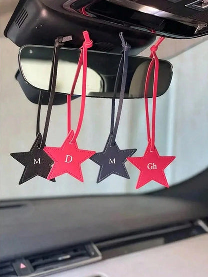 1pc Personalized Name Or Letter Star PU Leather Women's Luggage Bag Charm, Letter Five-Pointed Star Bag Pendant Gift