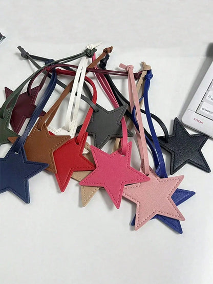 1pc Personalized Name Or Letter Star PU Leather Women's Luggage Bag Charm, Letter Five-Pointed Star Bag Pendant Gift