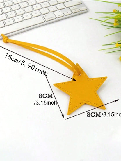 1pc Personalized Name Or Letter Star PU Leather Women's Luggage Bag Charm, Letter Five-Pointed Star Bag Pendant Gift
