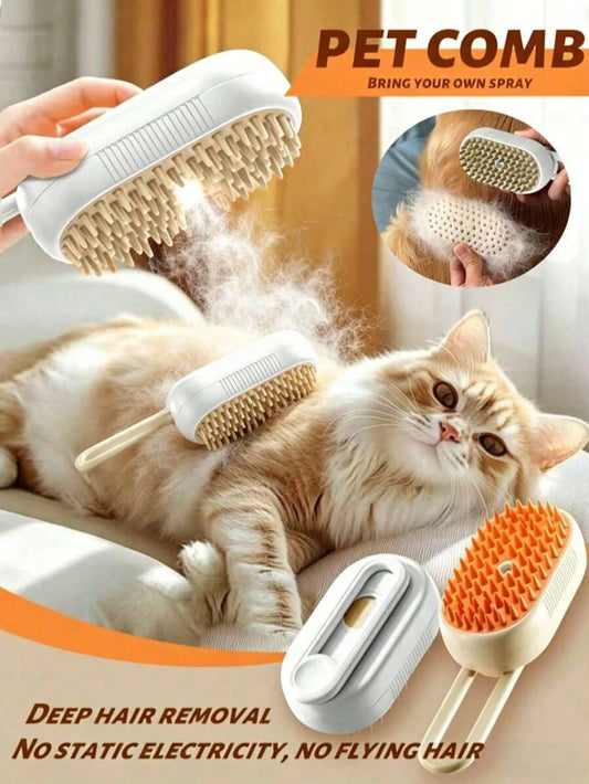 1pc Pet Steam Massage Brush, Universal For Cats & Dogs Floating Hair Cleaning Device, No-Wash Pet Steam Brush, No-Rinse Steam Massage Brush, One-Button Grooming, USB Rechargeable, Suitable For Cats &