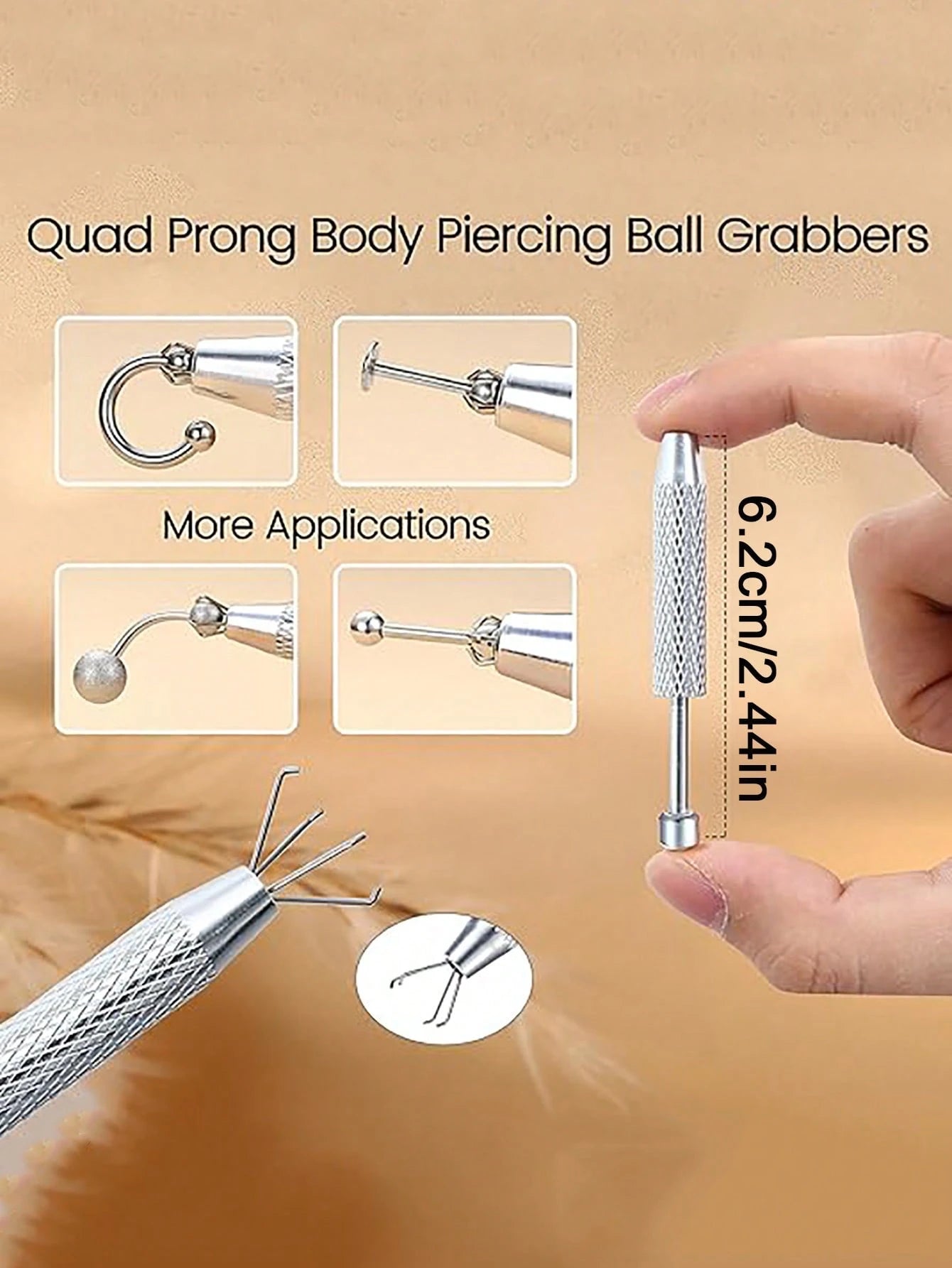 1PC Piercing Taper Ball Grabber Tool For Changing Jewelry- 14G 16G 18G 20G Stainless Steel Flat Back Earrings Applicator Tool