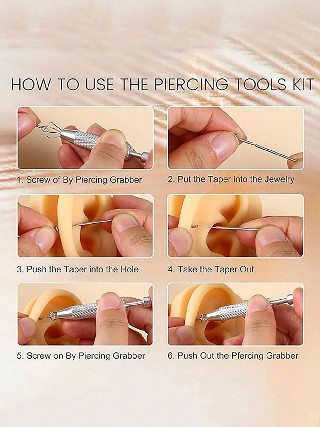 1PC Piercing Taper Ball Grabber Tool For Changing Jewelry- 14G 16G 18G 20G Stainless Steel Flat Back Earrings Applicator Tool