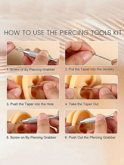 1PC Piercing Taper Ball Grabber Tool For Changing Jewelry- 14G 16G 18G 20G Stainless Steel Flat Back Earrings Applicator Tool